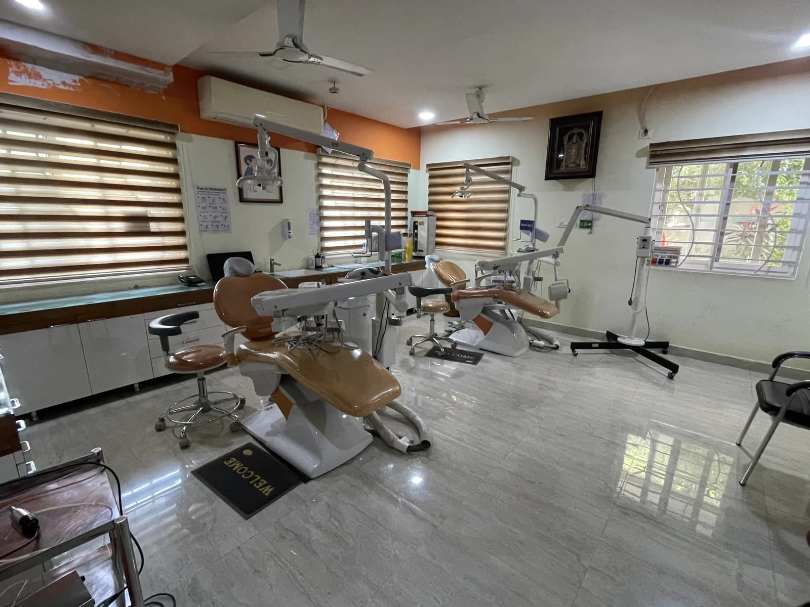 Sterile treatment operatory chair and diagnostic monitors at Krishna Sai EHS Dental Prasadampadu